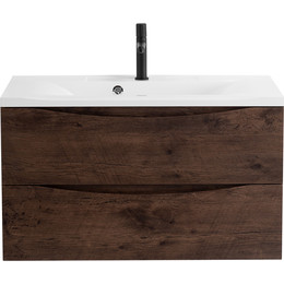 Тумба подвесная с раковиной BelBagno MARINO-1000-2C-SO-RW-P 100 см, Rovere Moro фото 