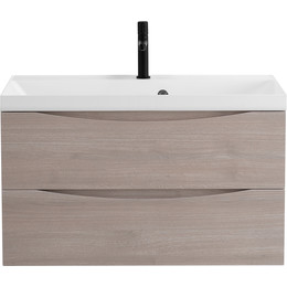 Тумба подвесная с раковиной BelBagno MARINO-800-2C-SO-RG-P 80 см, Rovere Grigio фото 