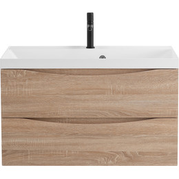 Тумба подвесная с раковиной BelBagno MARINO-800-2C-SO-WO-P 80 см, Rovere Bianco фото 