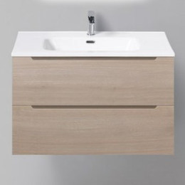Тумба подвесная с раковиной BelBagno ETNA-800-2C-SO-RG-P 80 см, Rovere Grigio, Цвет фасада: Rovere Grigio фото 