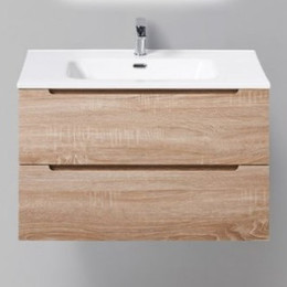 Тумба подвесная с раковиной BelBagno ETNA-800-2C-SO-WO-P 80 см, Rovere Bianco, Цвет фасада: Rovere Bianco фото 