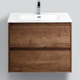 Тумба подвесная с раковиной BelBagno KRAFT-600-2C-SO-RT 60 см, Rovere Tabacco, Цвет фасада: Rovere Tabacco фото 