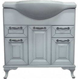 Тумба напольная с раковиной Стиль Пандора 80 см, белый/серебро фото 