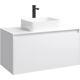 Тумба подвесная со столешницей Aqwella 5 Stars Mobi 100 см MOB0110W/MOB0710W, белый фото 