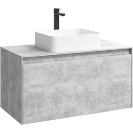 Тумба подвесная со столешницей Aqwella 5 Stars Mobi 100 см MOB0110BS/MOB0710BS, бетон светлый фото 