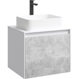 Тумба подвесная со столешницей Aqwella 5 Stars Mobi 60 см MOB0106W/MOB0706BS, белый/бетон светлый фото 