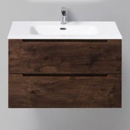 Тумба подвесная с раковиной BelBagno ETNA39-800/390-2C-SO-RW-P 80 см, Rovere Moro, Цвет фасада: Rovere Moro фото 