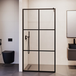 Душевая перегородка RGW WA-11B 90х200 см 32101190-84 с кронштейном в комплекте, черный/прозрачное фото 