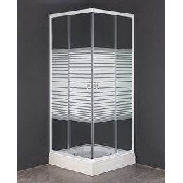 Душевое ограждение Loranto CS-8024S 90х90 см, белый/узор фото 