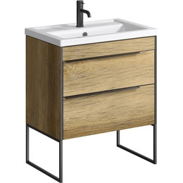 Тумба напольная с раковиной Aqwella Fargo 70 см FRG0107DB/FRGN440, дуб балтийский фото 