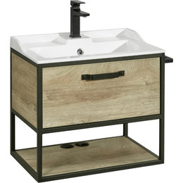 Тумба подвесная с раковиной Акватон Лофт Фабрик 65 см 1A2423K1LTDU0, дуб эндгрейн фото 