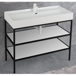 Тумба напольная с раковиной Cezares CADRO-120/46/73-2C-PIA-MET-ST 120 см, черный/белый фото 