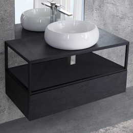 Тумба подвесная со столешницей Cezares CADRO-100/46/30-1C-SO-MET-ST 100 см, черный фото 