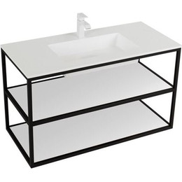Тумба подвесная с раковиной Cezares CADRO-120/46/58-2C-SO-MET-ST 120 см, черный/белый фото 