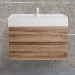 Тумба подвесная с раковиной Cezares Molveno 46-80-2C-SO-NN 80 см (раковина Tecla Touch), Noce Nature фото 