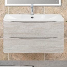 Тумба подвесная с раковиной BelBagno ACQUA-1000-2C-SO-RVB 100 см, Rovere Vintage Bianco, Цвет фасада: Rovere Vintage Bianco фото 