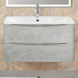 Тумба подвесная с раковиной BelBagno ACQUA-1000-2C-SO-CVG 100 см, Cemento Verona Grigio, Цвет фасада: Cemento Verona Grigio фото 