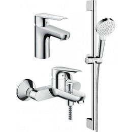 Набор смесителей 3 в 1 для ванны с коротким изливом Hansgrohe Logis E 100 (с) фото 