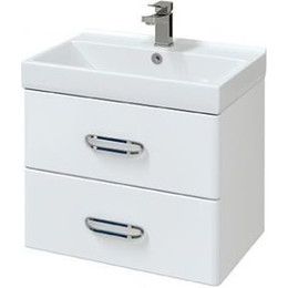 Тумба подвесная с раковиной Mirsant Fuji 60 см с доводчиком, белый фото 