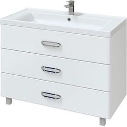 Тумба напольная с раковиной Mirsant Fuji 100 см с доводчиком, белый фото 