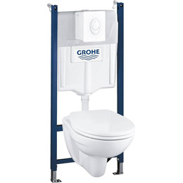 Инсталляция Grohe Solido с подвесным унитазом Lecico Perth 39116000, кнопка белая фото 