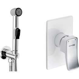 Набор для гигиенического душа WasserKraft A010657WHITE (шланг 120 см), хром/белый фото 