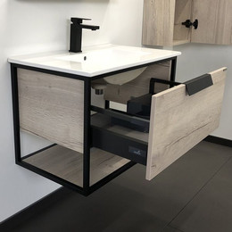 Тумба подвесная с раковиной Comforty Бонн 75 см, дуб дымчатый фото 