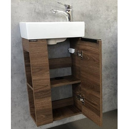 Тумба подвесная с раковиной Comforty Матэ 40 см, дуб тёмно-коричневый фото 
