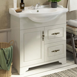 Тумба напольная с раковиной Comforty Севилья 85 см, слоновая кость фото 