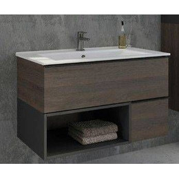 Тумба подвесная с раковиной Comforty Франкфурт 90 см (раковина Quadro 90), дуб шоколадно-коричневый фото 