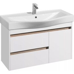 Тумба подвесная с раковиной Акватон Нортон 100 см 1A2490K0NT010, белый/дуб эндгрейн фото 