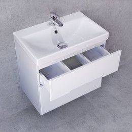 Тумба подвесная с раковиной Jorno Moduo Slim 60 см Mod.01.60/P/W, белый фото 