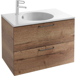 Тумба подвесная с раковиной Jacob Delafon Odeon Rive Gauche 80 см EB2522-R9-E52, дуб табак фото 