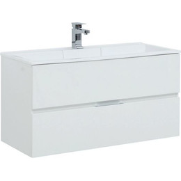 Тумба подвесная с раковиной Aquanet Алвита 100 см 235341, белый фото 