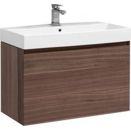 Тумба подвесная с раковиной Aquanet Нью-Йорк 85 см 203947, орех фото 