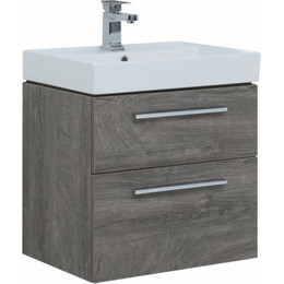 Тумба подвесная с раковиной Aquanet Nova 60 см 242278, дуб рошелье, Цвет фасада: дуб рошелье фото 