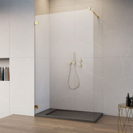 Душевая перегородка Radaway Essenza Pro 8 Gold Walk-in 140х200 см 1012140-09-01 (стекло 8 мм), золото/прозрачное фото 