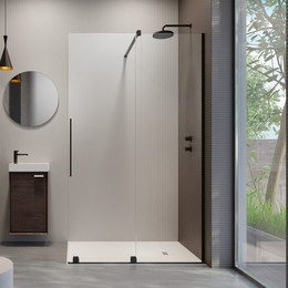 Душевая перегородка Radaway Furo Black Walk-in 130х200 см 10106688-54-01R (стекло 8 мм), черный/прозрачное фото 