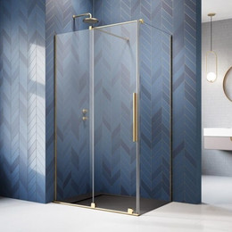 Душевое ограждение Radaway Furo Gold KDJ 100х80 см L (стекло 8 мм), золото/прозрачное фото 