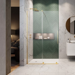 Душевая перегородка Radaway Furo Gold Walk-in 150х200 см 10106788-09-01L (стекло 8 мм), золото/прозрачное фото 