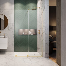 Душевая перегородка Radaway Furo Gold Walk-in 160х200 см 10106838-09-01R (стекло 8 мм), золото/прозрачное фото 
