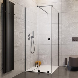 Душевое ограждение Radaway Furo Black KDJ RH 100х70 см L (стекло 8 мм), черный/прозрачное фото 