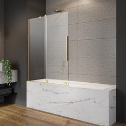 Шторка для ванны Radaway Furo Gold PND II 170 см 10109888-09-01L (стекло 8 мм), золото/прозрачное фото 