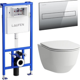 Инсталляция с подвесным безободковым унитазом Laufen Pro 8.6996.6.000.000.R фото 