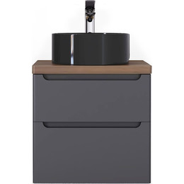 Тумба подвесная с тёмной столешницей Jorno Wood 60 см Wood.01.60/P/GR, серый фото 