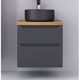 Тумба подвесная со светлой столешницей Jorno Wood 60 см Wood.01.60/P/GR, серый фото 
