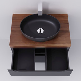 Тумба подвесная со столешницей Jorno Wood 80 см Wood.01.80/P/GR, серый фото 