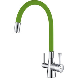 Смеситель для кухни Lemark Comfort LM3075C-Green, хром/зелёный фото 