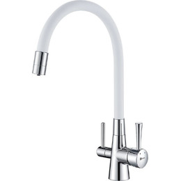 Смеситель для кухни Lemark Comfort LM3075C-White, хром/белый фото 