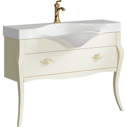 Тумба напольная с раковиной Aqwella Clarberg Borgia 110 см BOR0111BG, слоновая кость/патина золото фото 